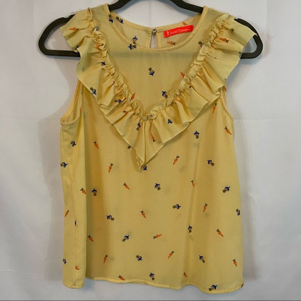 Sweet Collection, Sleeveless Blouse, Size Medium. Yellow Floral. Excellent cond!